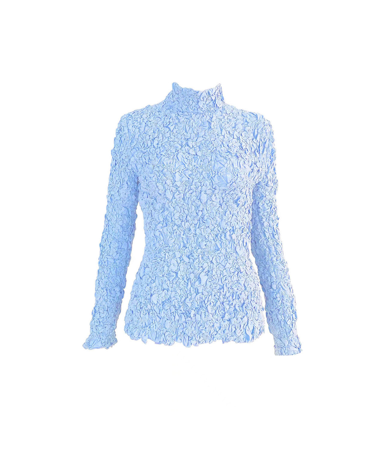 BLUE TURTLE NECK SMOCKED TOP