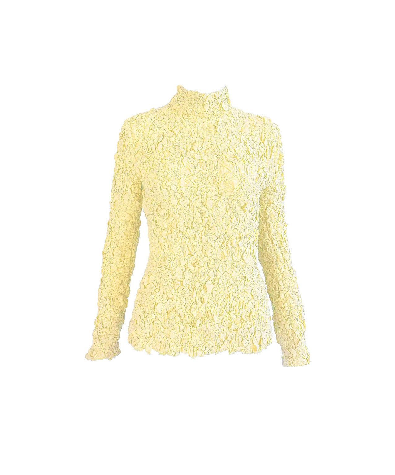 PALE YELLOE TURTLE NECK SMOCKED TOP