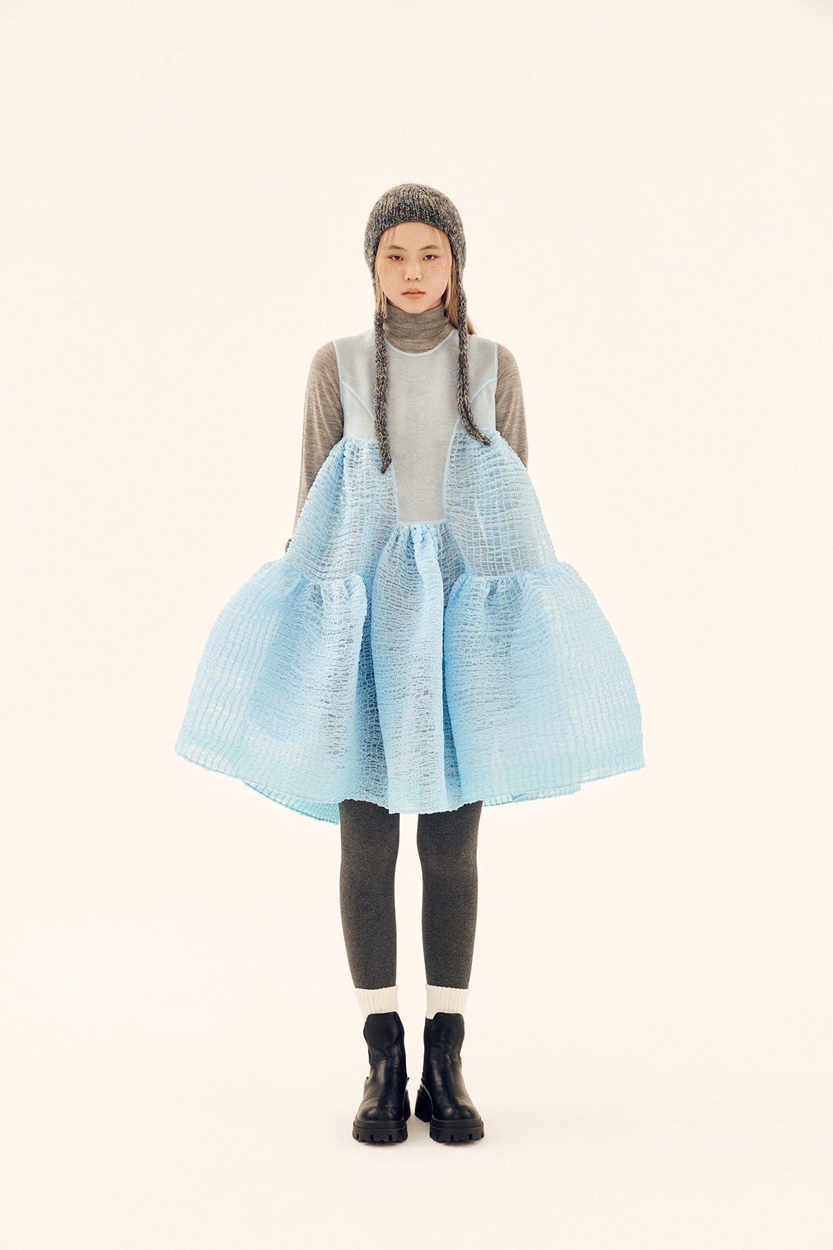 Shirred Silk Babydoll Dress