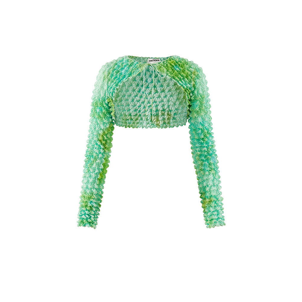 Green Floral Piper Top