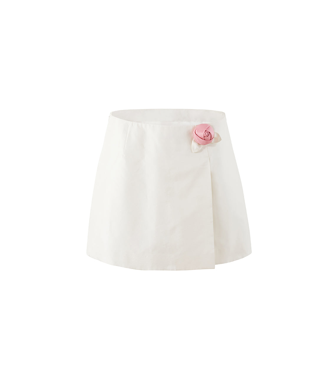 Ivory Rose Appliqué Mini Skirt