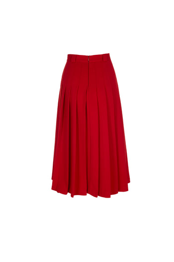 Red Pleated midi Skirt