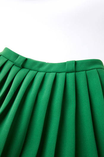 Green Pleated Shorts