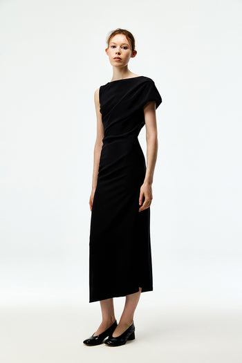Draped Silk Maxi Dress
