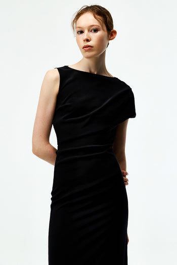 Draped Silk Maxi Dress