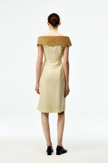 Off-shoulder Button Dress