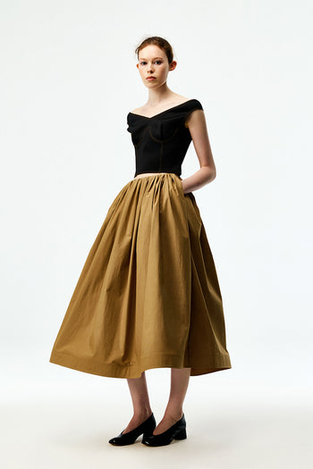 Gathered Midi Skirt