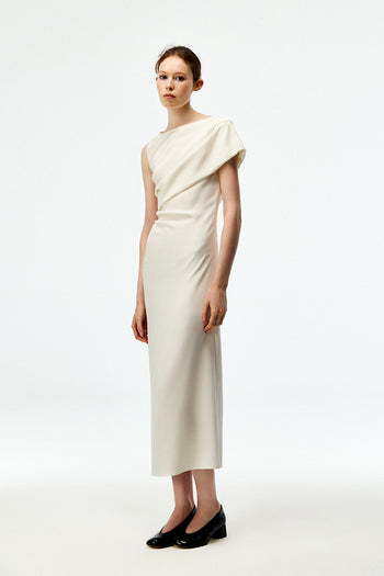 Draped Silk Maxi Dress