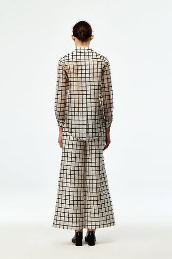 Silk Organza Check Shirt