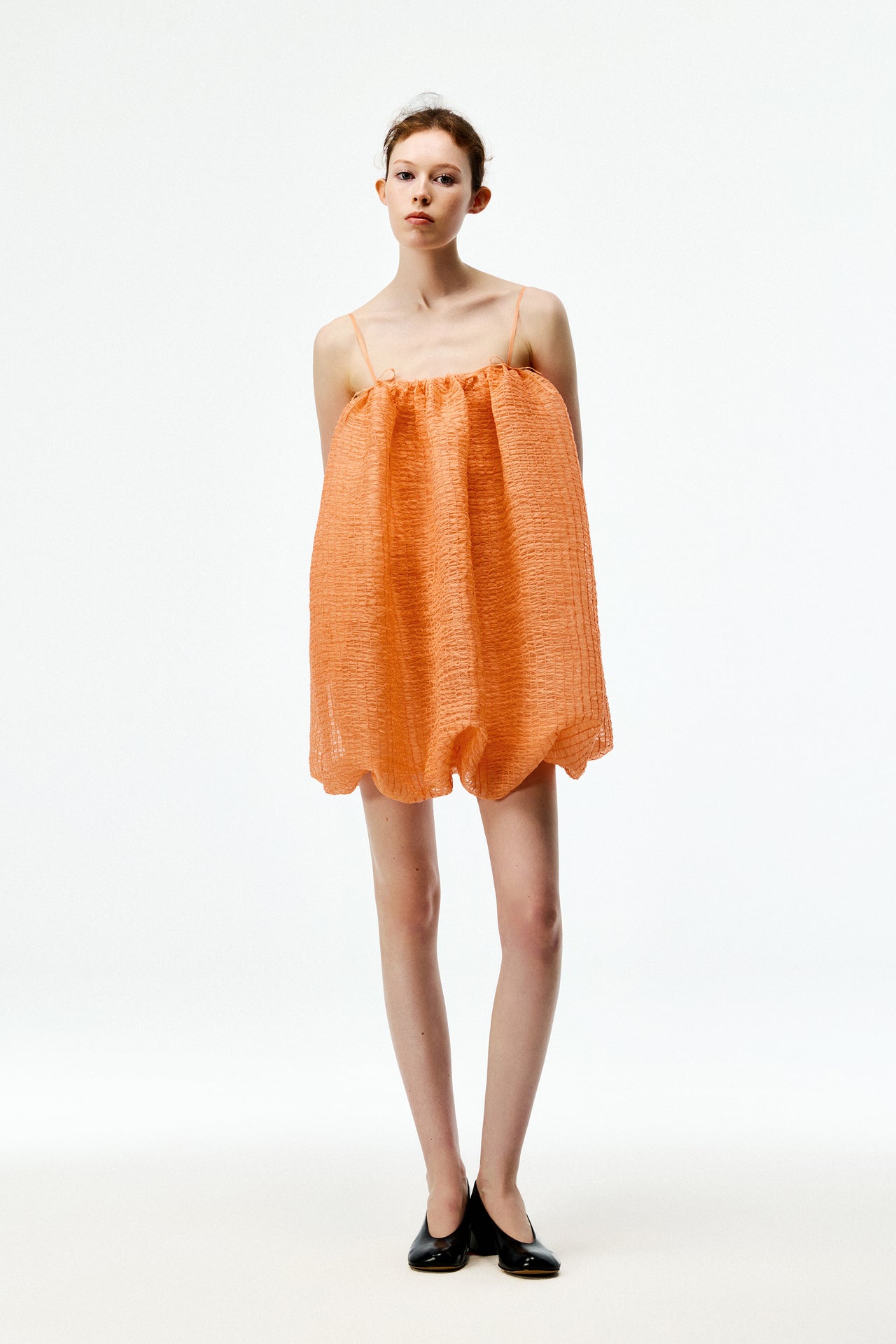 Salmon Shirred Dress