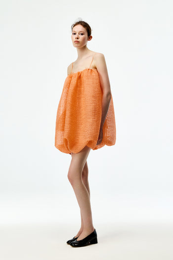 Salmon Shirred Dress