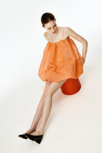 Salmon Shirred Dress