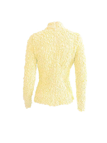 PALE YELLOE TURTLE NECK SMOCKED TOP