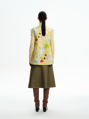 PALE YELLOE TURTLE NECK SMOCKED TOP