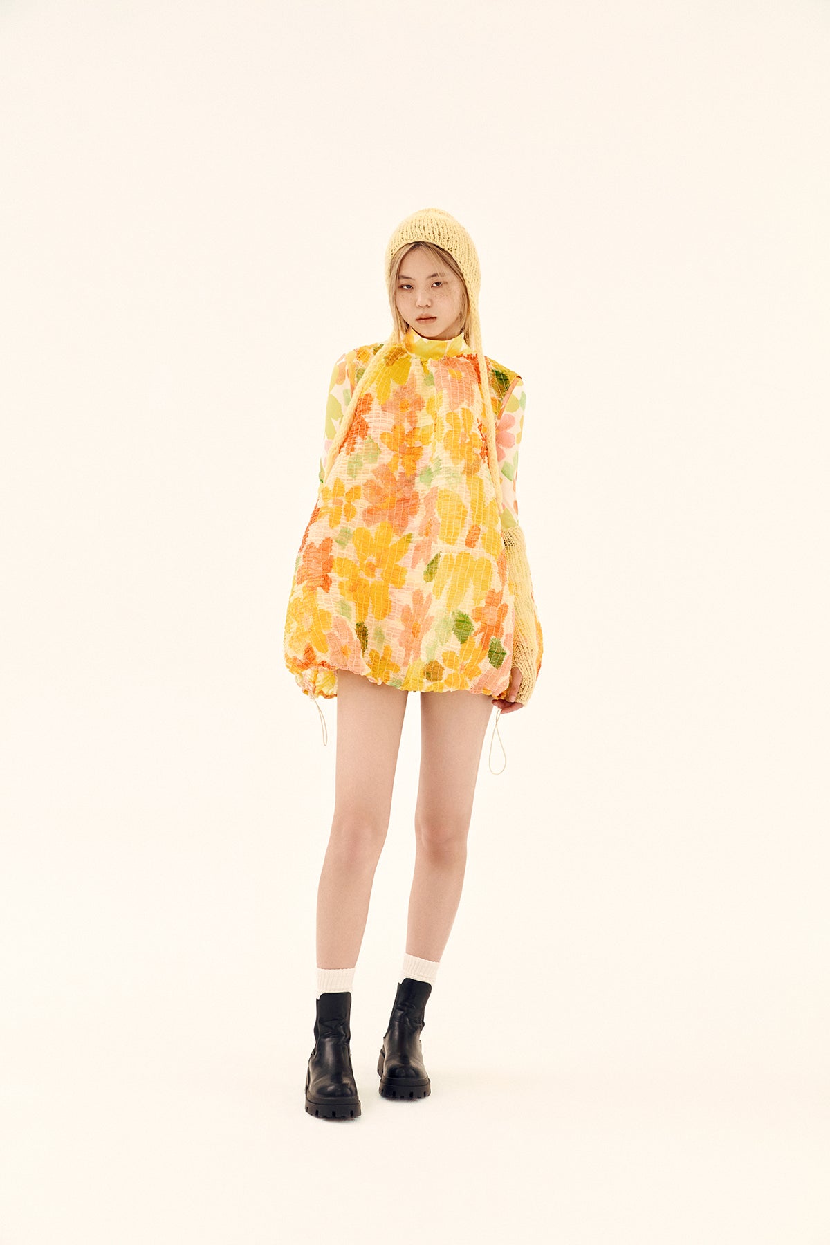 Shirred Floral Dress
