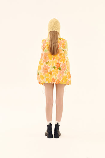 Shirred Floral Dress