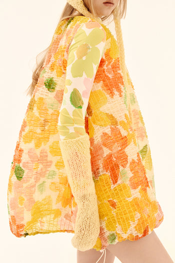 Shirred Floral Dress