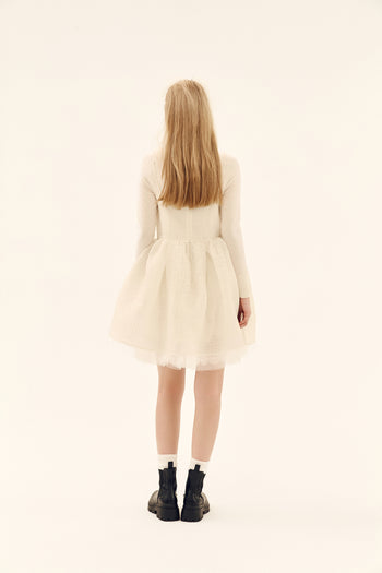 Ivory Shirred Silk Dress