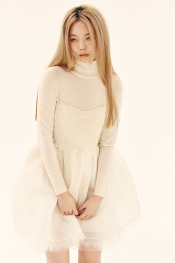 Ivory Shirred Silk Dress