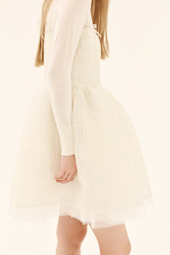 Ivory Shirred Silk Dress