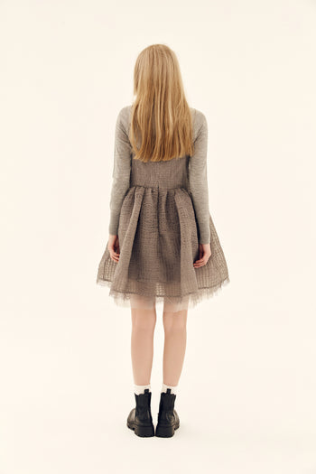Grey Shirred Silk Dress
