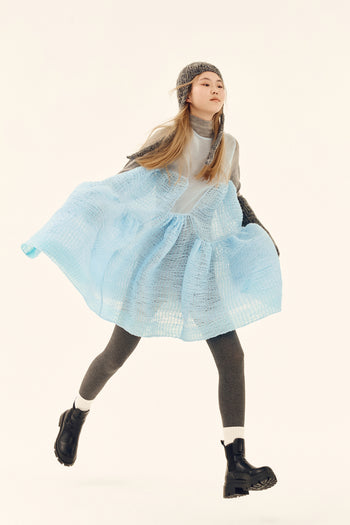 Shirred Silk Babydoll Dress