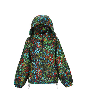 Printed Shirred Windbreaker