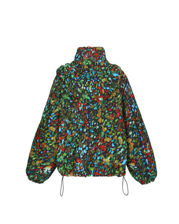 Printed Shirred Windbreaker