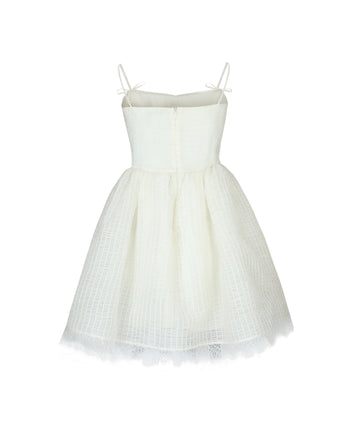 Ivory Shirred Silk Dress