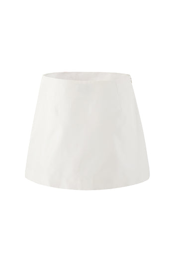 Ivory Rose Appliqué Mini Skirt