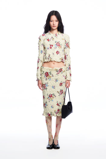 Ruched Floral Skirt