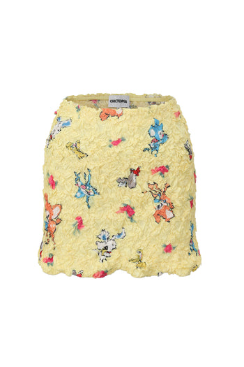 Ruched Printed Miniskirt