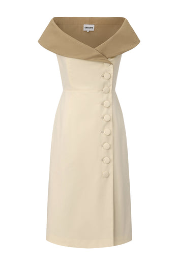 Off-shoulder Button Dress