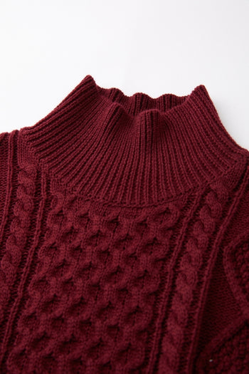 Burgundy Cable Knit Sweater